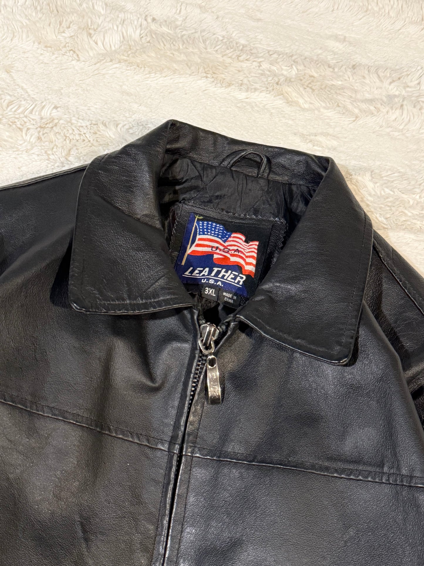 90s USA Leather Jacket (XL)