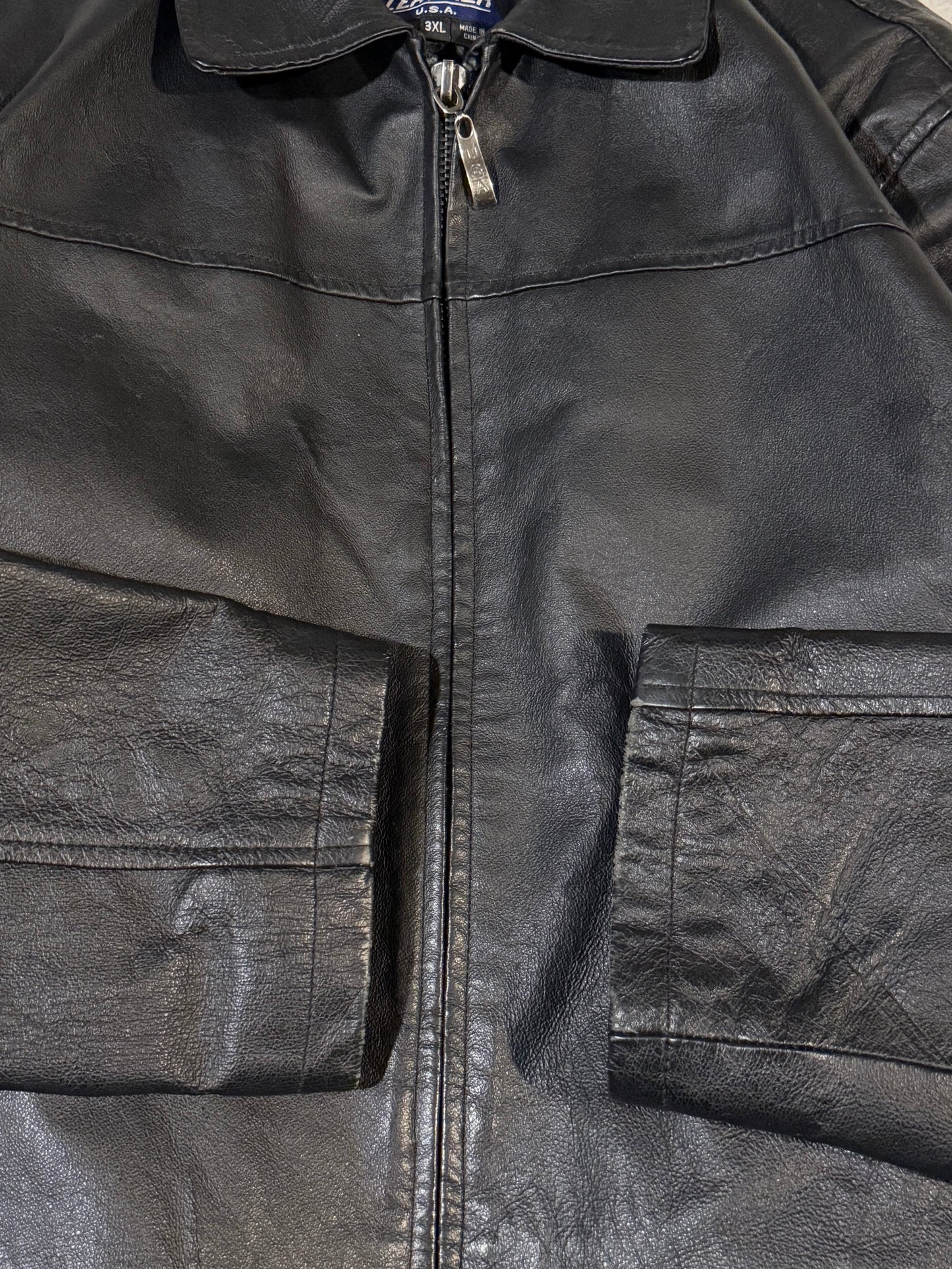 90s USA Leather Jacket (XL)