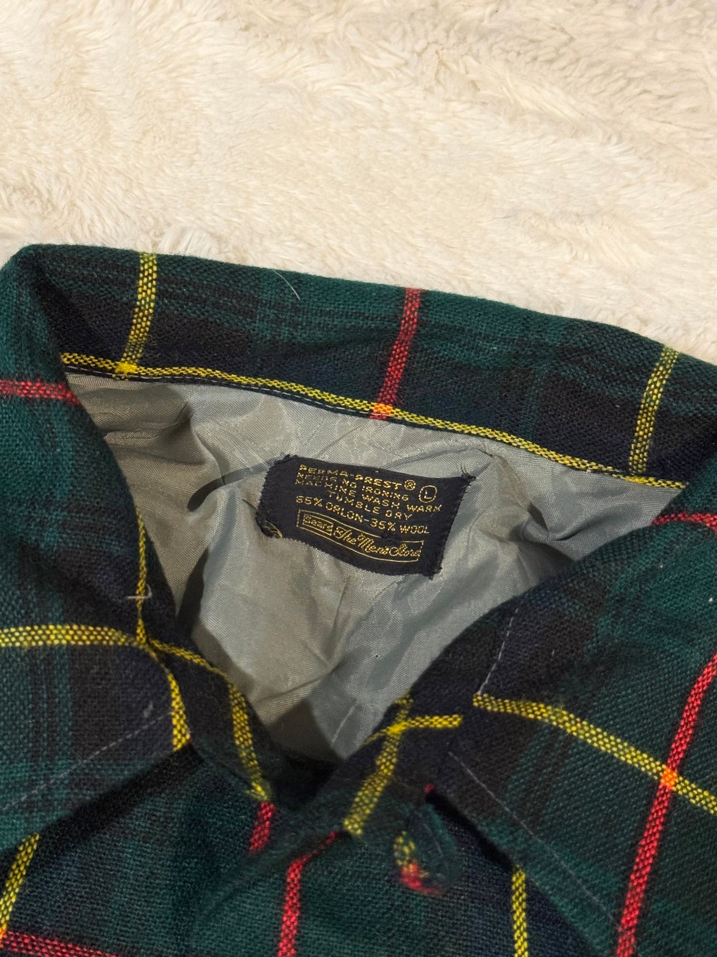 70s Sears Wool Loop Collar Shirt (L)
