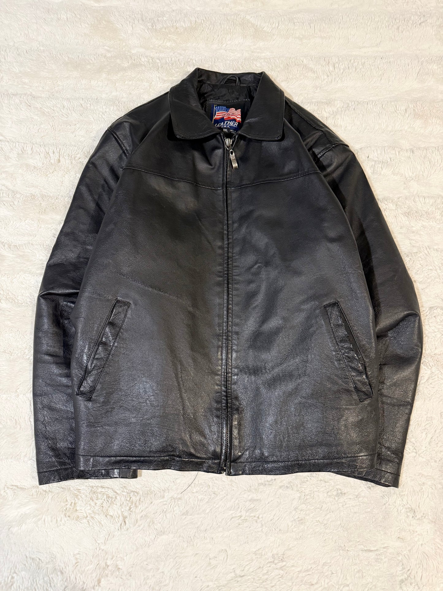 90s USA Leather Jacket (XL)
