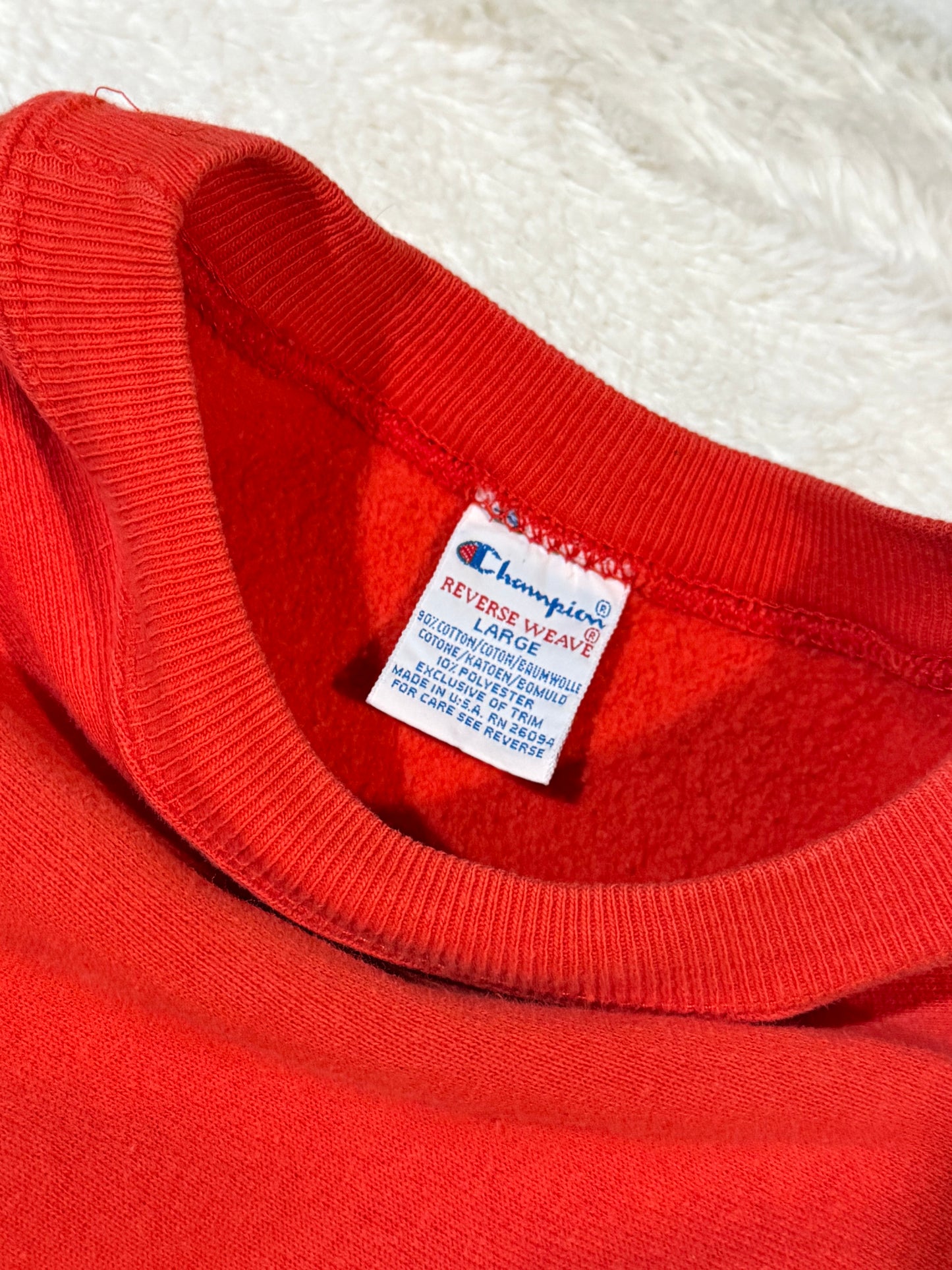 90s Red Champion Reverse Weave Crewneck (L)