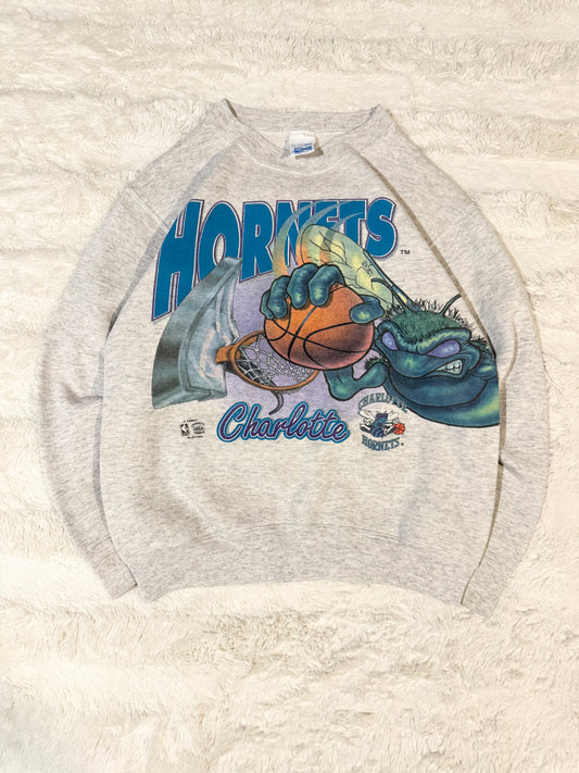 90s Charolette Hornets Salem Wrap Around Crewneck (S)