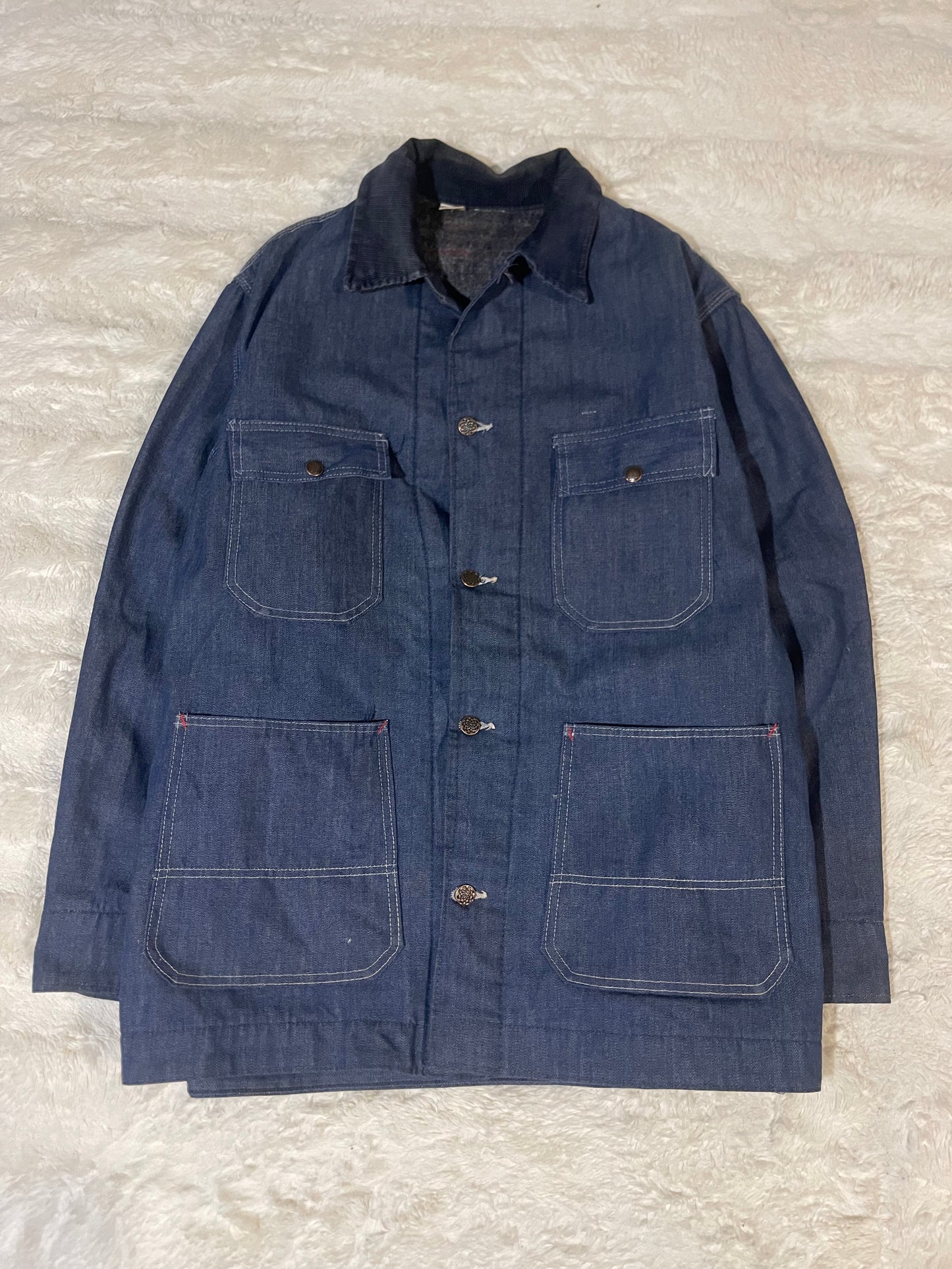 60s Denim Blanket Lined Chore Coat (XL)