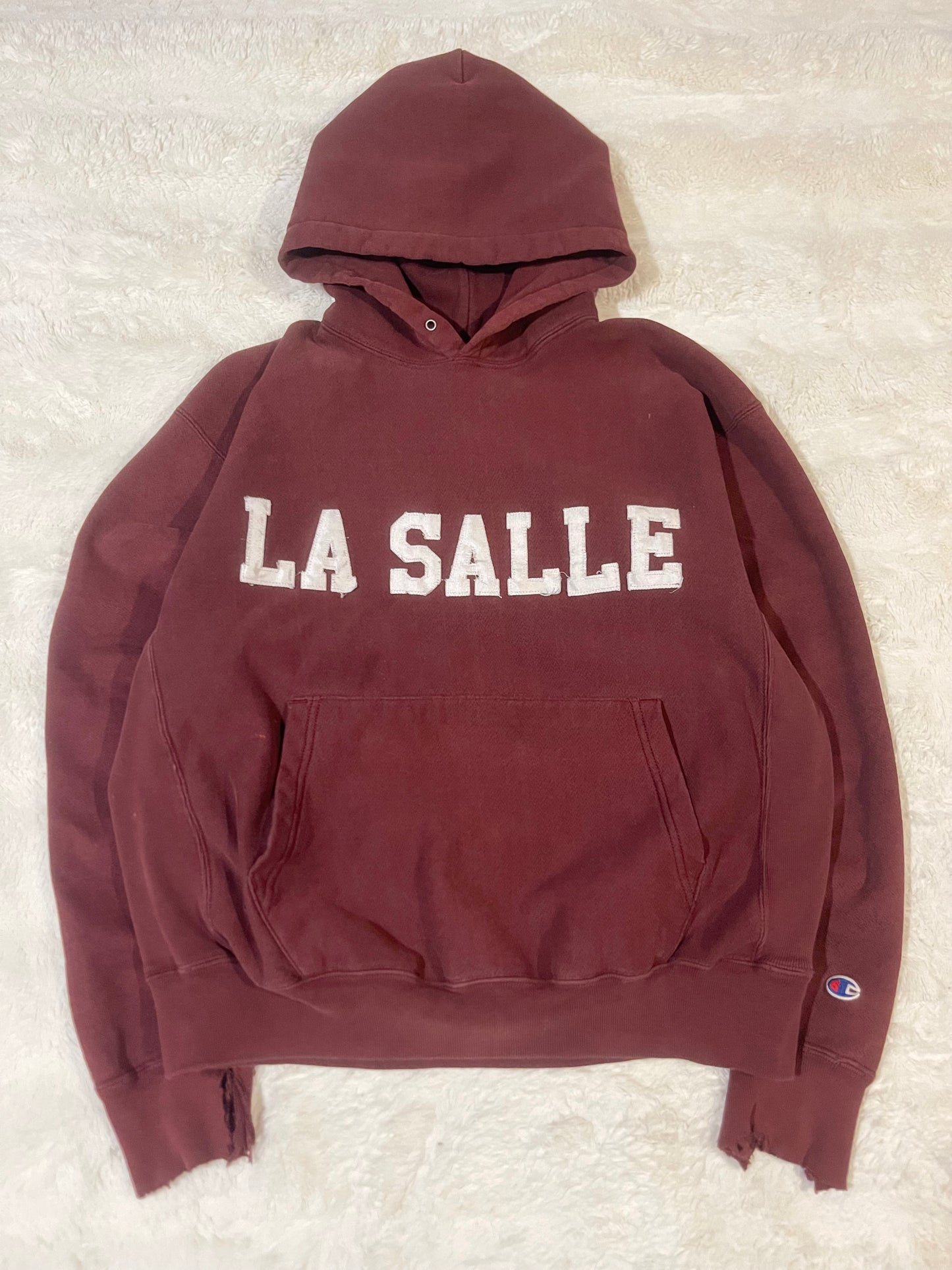 00’s La Salle Champion Reverse Weave Thrashed Hoodie (L)