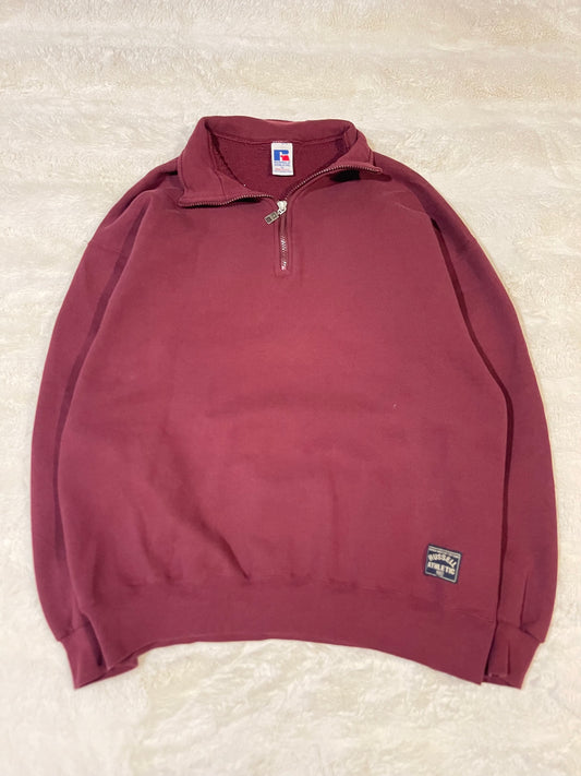 90s Maroon Russell Blank Quarter Zip (XL)