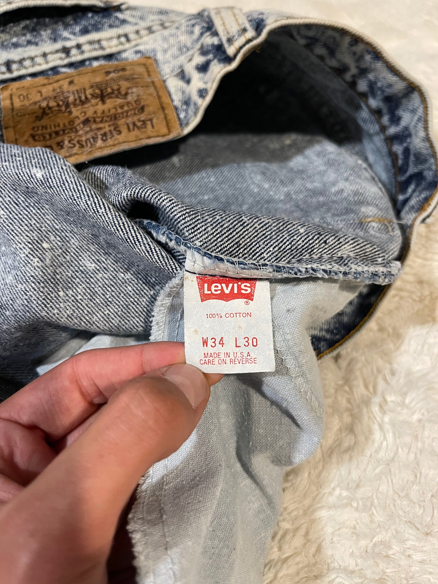 90s Levis 506 ‘Orange Tab’ Stonewashed Jeans (34x30)