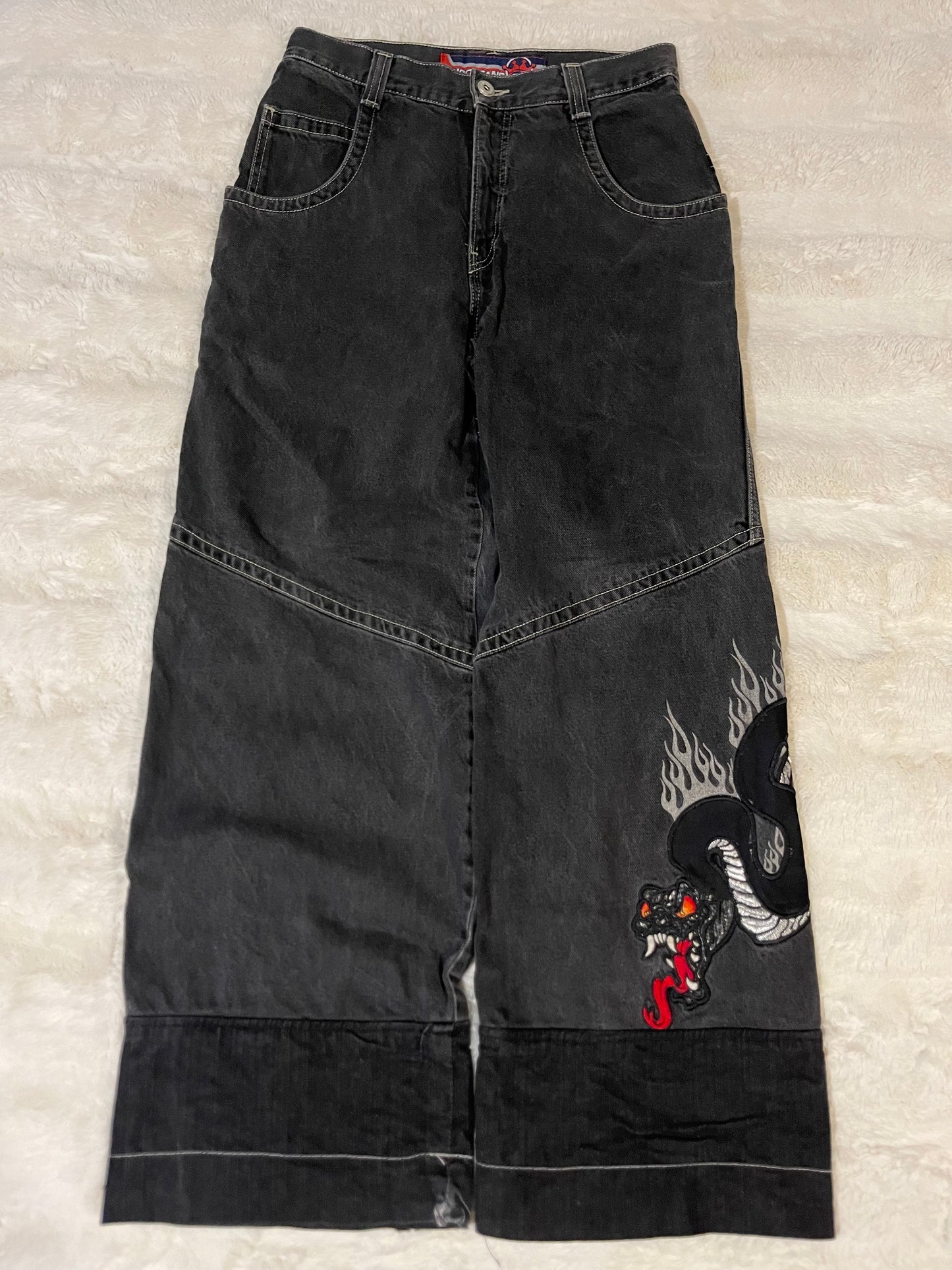 90s JNCO Black Hissing Snake Jeans (32x32)