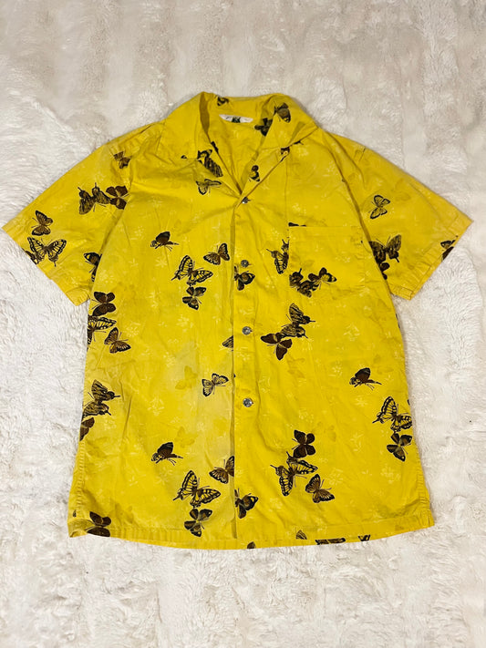 60s Malihini Hawaiian Butterfly Button Up Tee (M)