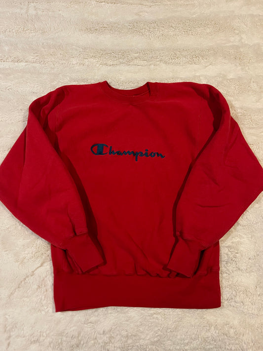 90s Red Champion Reverse Weave Crewneck (L)