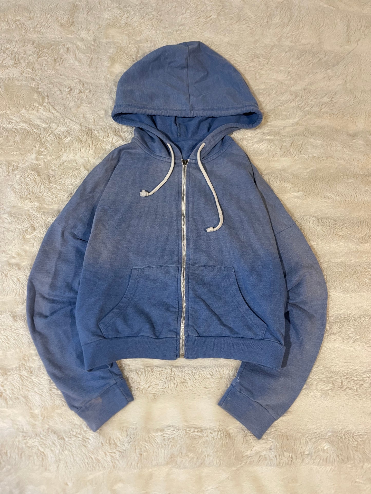 80s Womens Cropped Zip-Up Hoodie (XS)