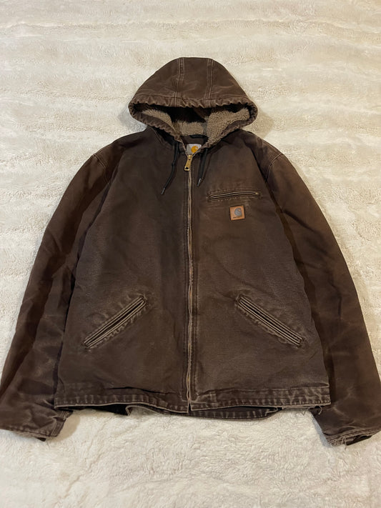 Brown Carhartt Sherpa Lined Jacket (XL)