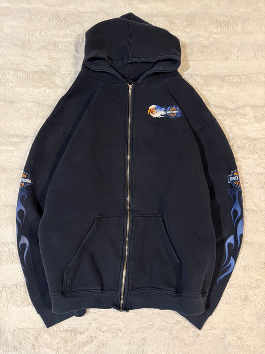 2005 Harley Davidson Flames Zip-Up Hoodie (XL)