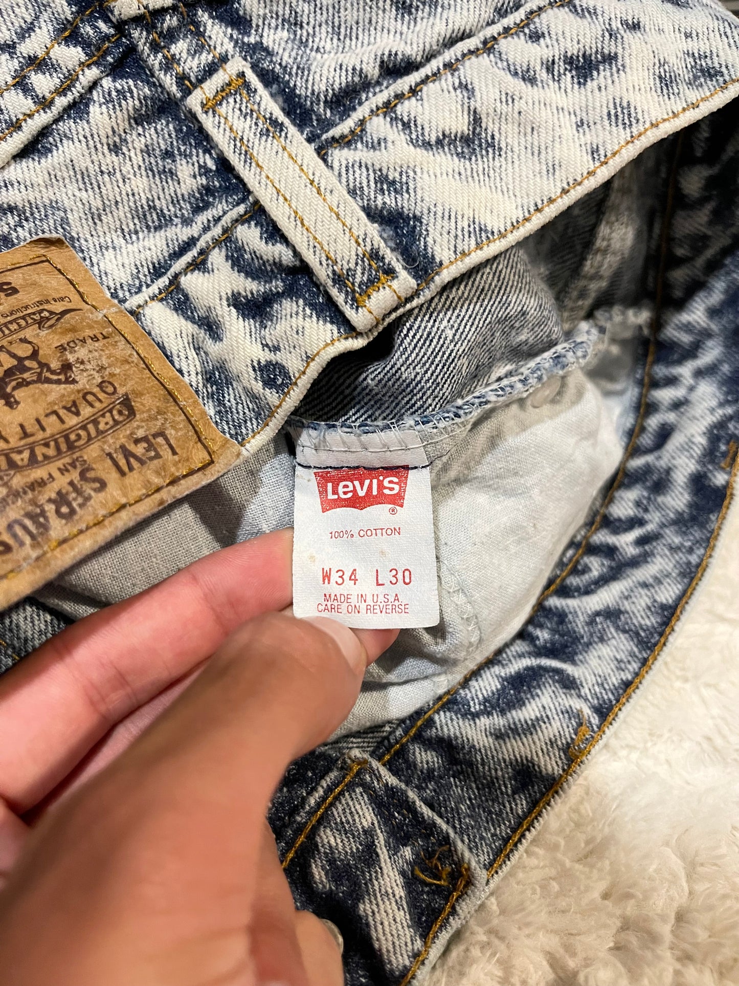 90s Levi’s 506 ‘Orange Tab’ Stonewash Jeans (34x30)