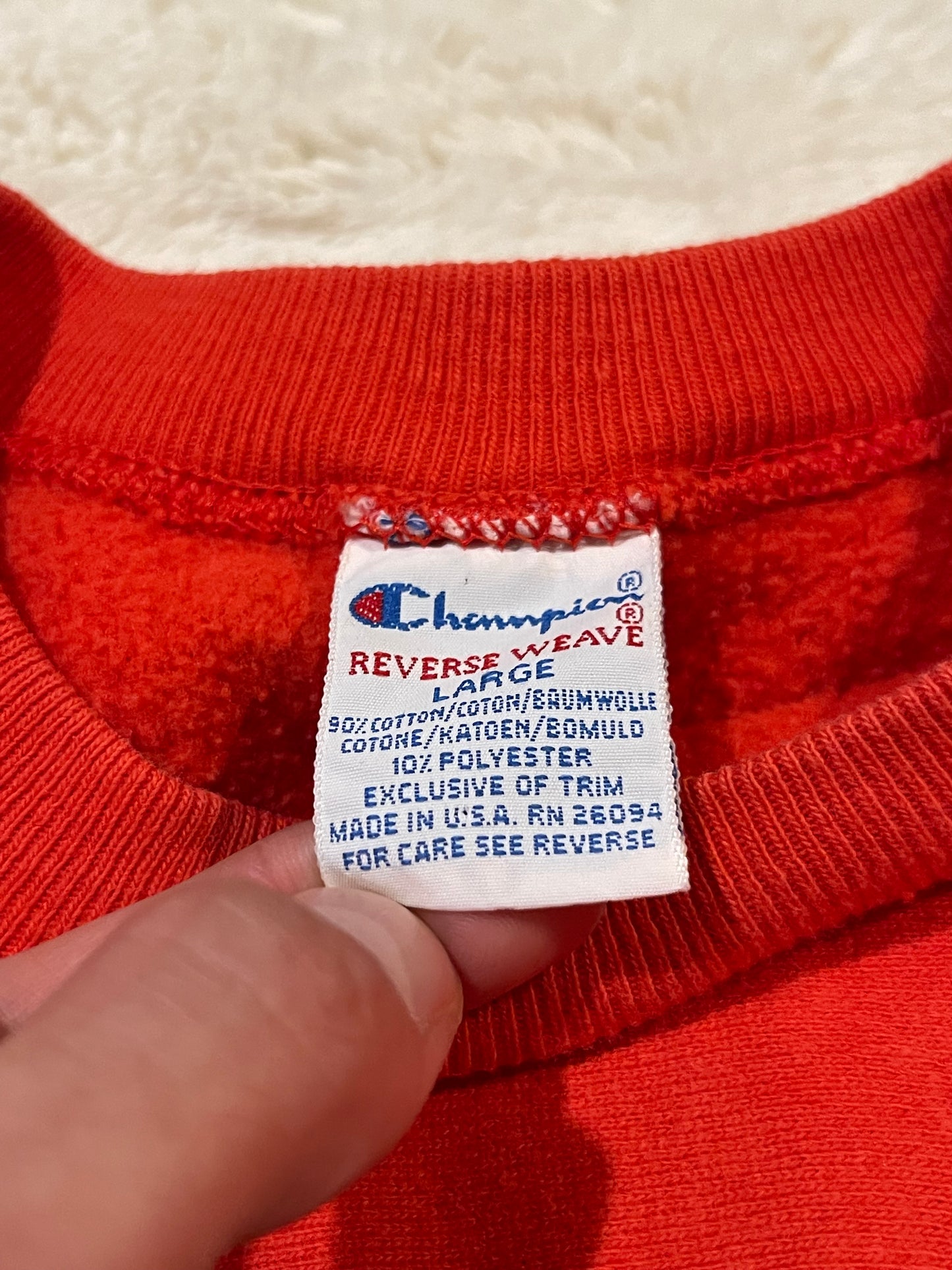 90s Red Champion Reverse Weave Crewneck (L)