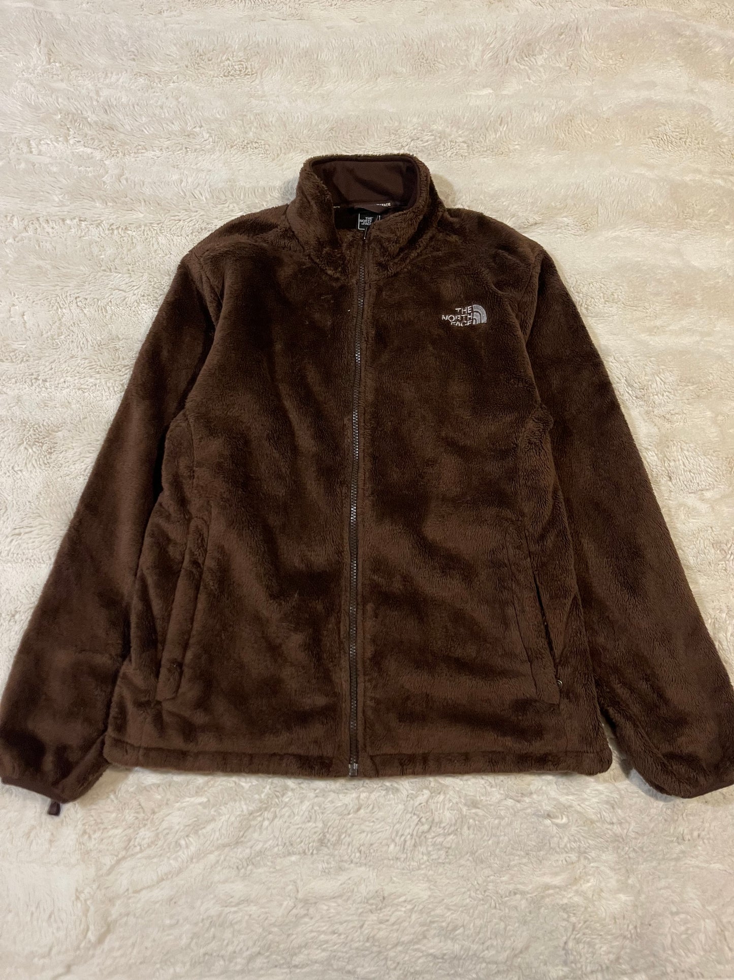 Womens Brown North Face Zip-Up Sherpa Jacket (L)